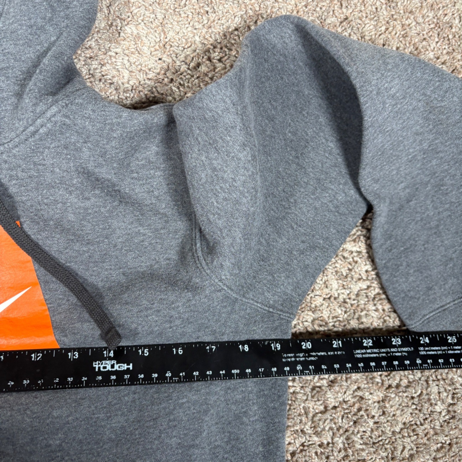 Nike Mens Charcoal Grey Orange Box Logo Pullover Hoodie Small 928719-071
