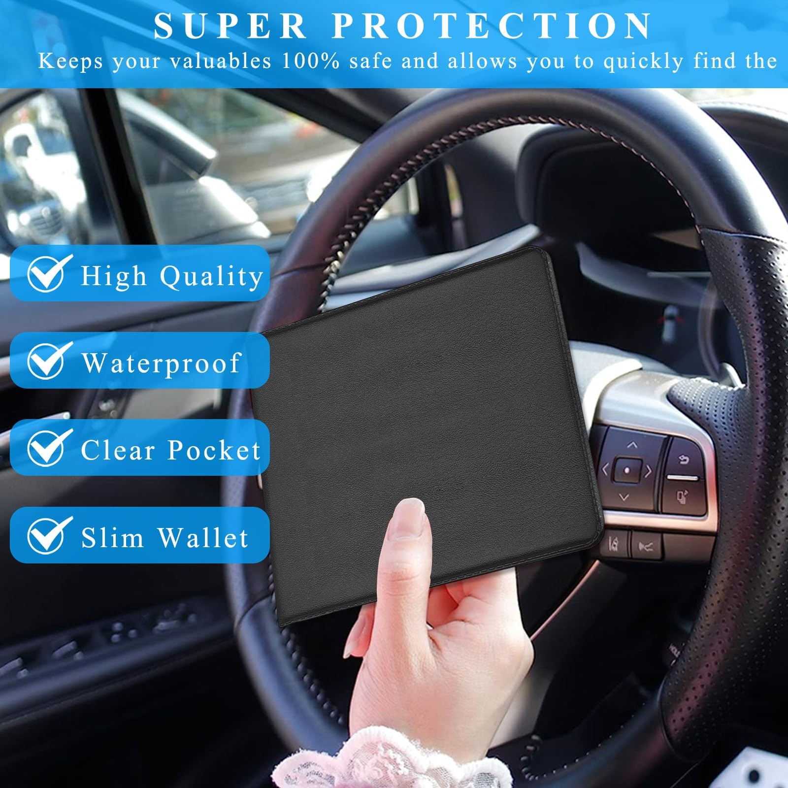 Kewucn 2 Pack Car Registration Insurance Holder, 10.55”×4.8” Essential Auto…