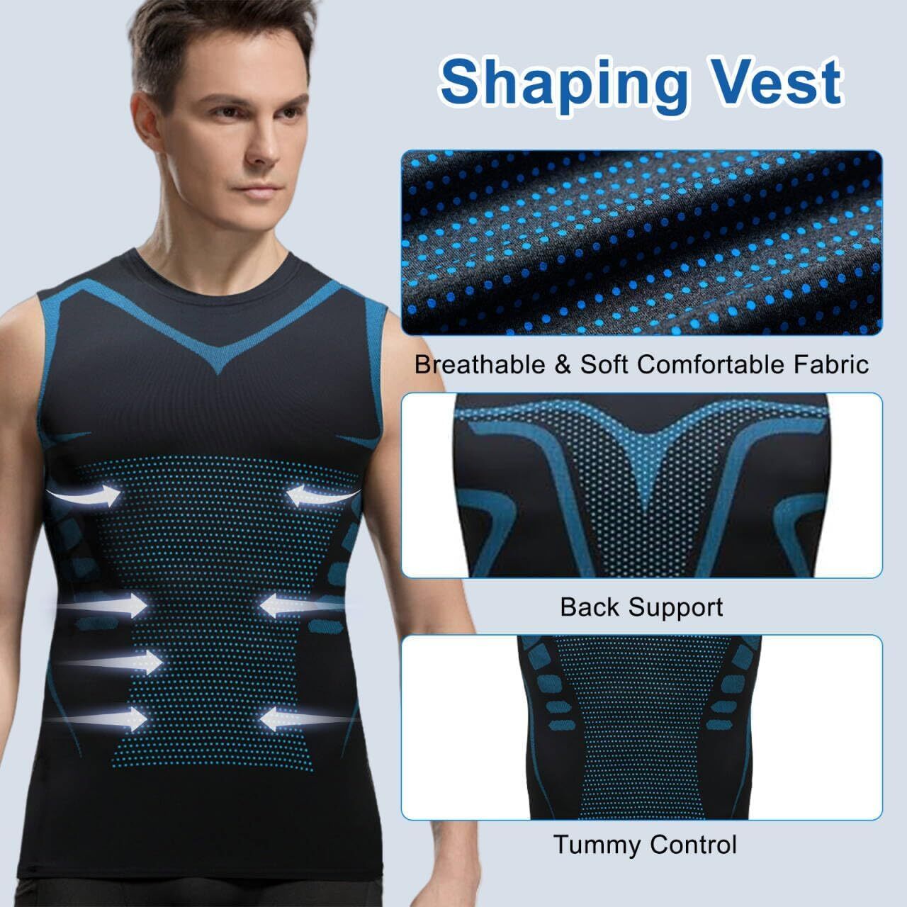 Men Athletic Compression Shirt Workout Shaperluv Tank Top Base Layer Sport Vest