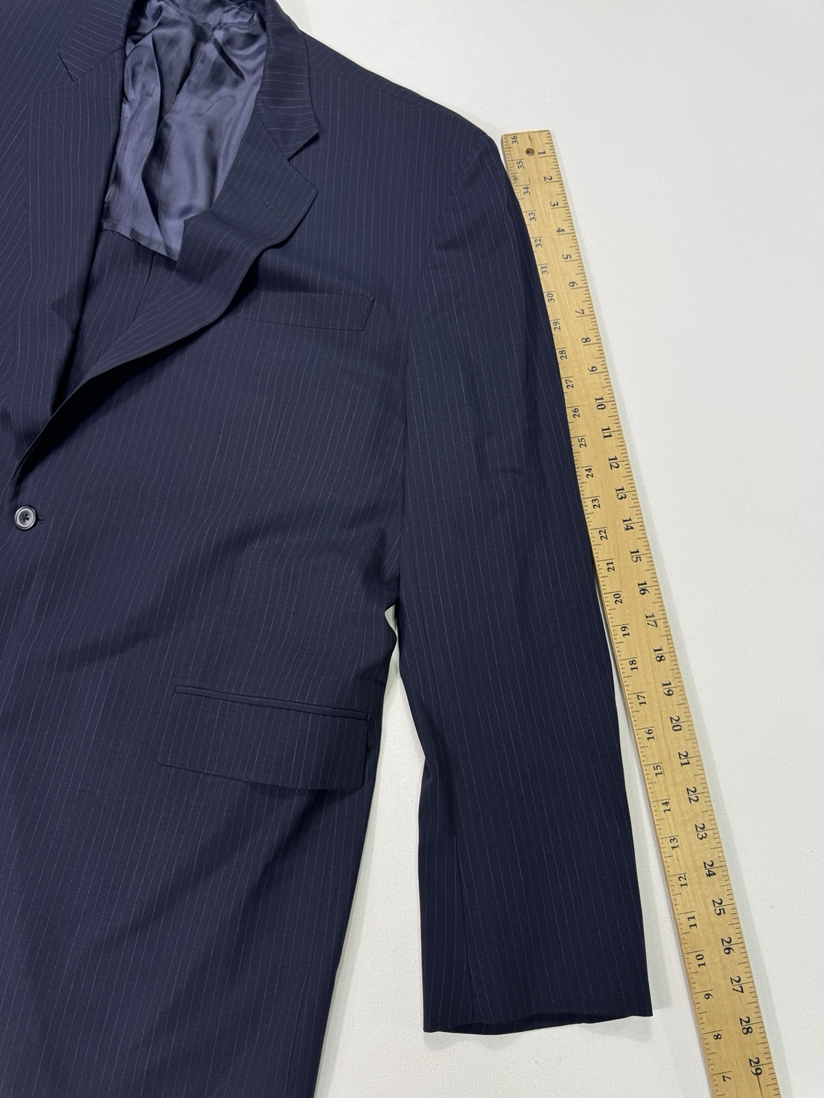 Brooks Brothers Madison BrooksCool Full Canvas Navy Pin Stripe Suit 48L 40×28