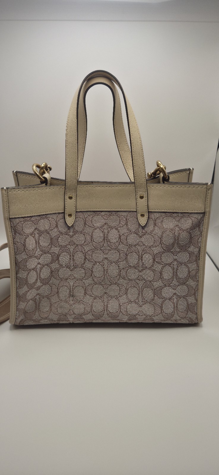 Coach Field Tote 30 In Signature Jacquard Beige