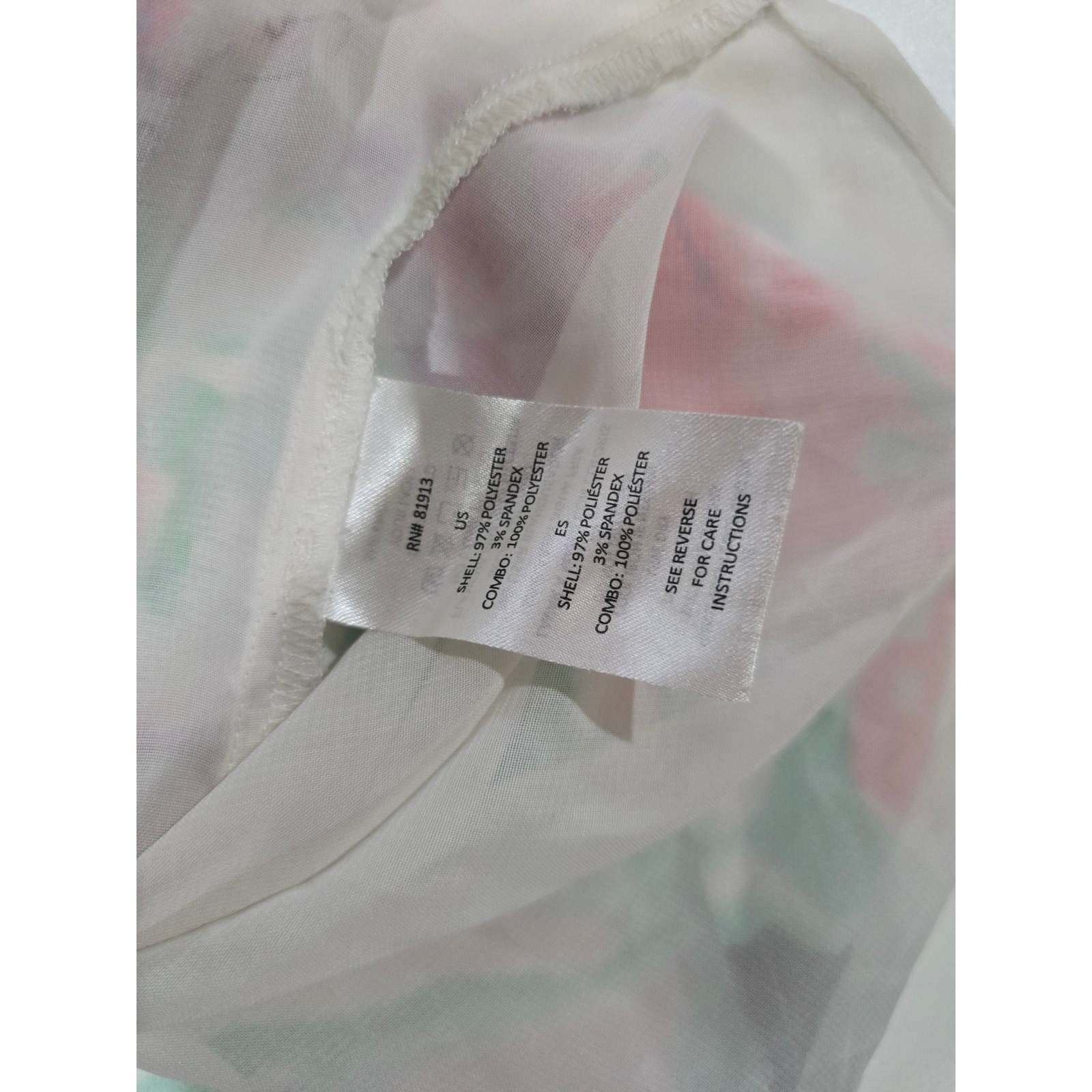 C&E Women’s Multicolor Floral Layered Blouse Large Polyester Spandex Blend