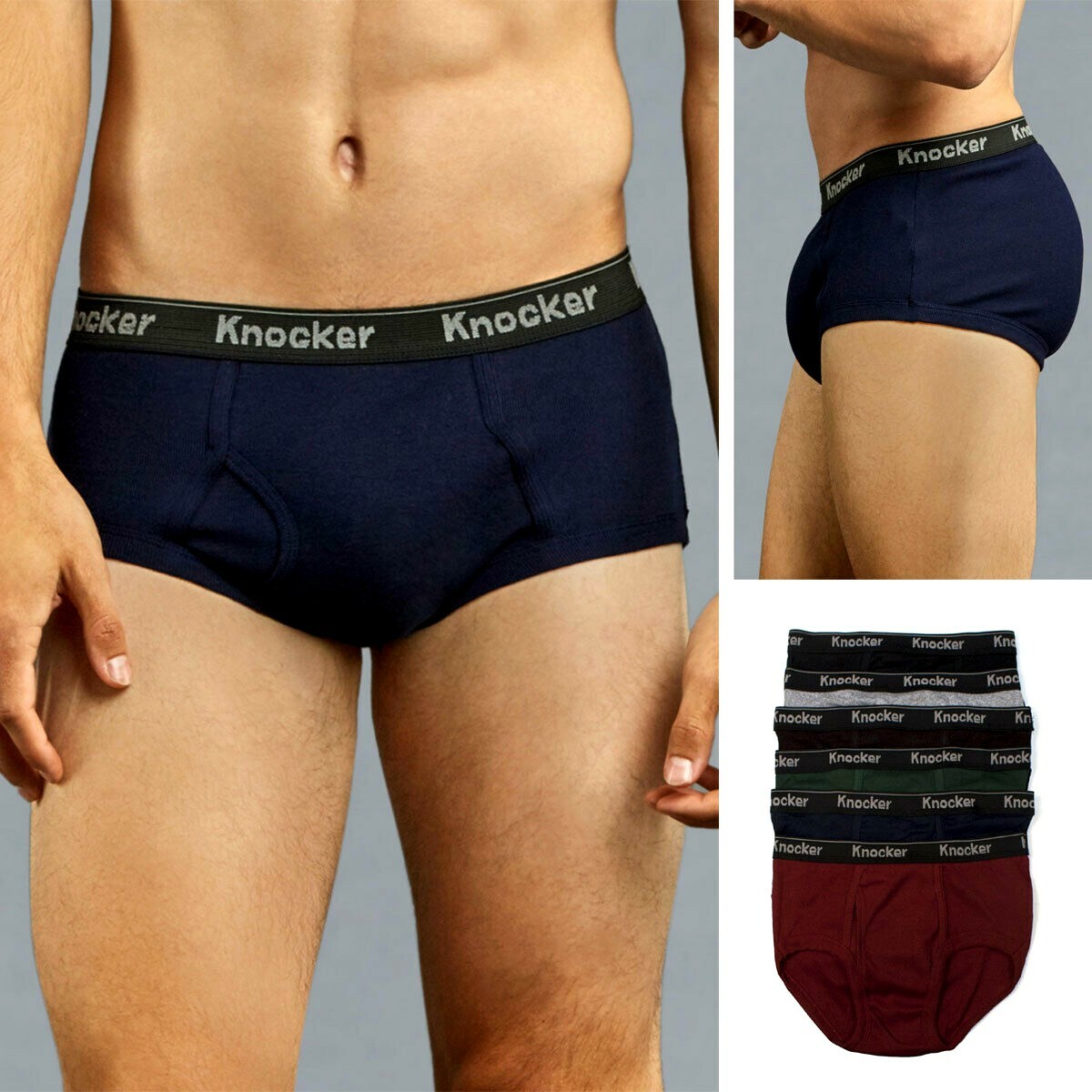 3 6 12 pack Men’s Classic Color Band Briefs 100% Cotton Knocker Lots Underwear