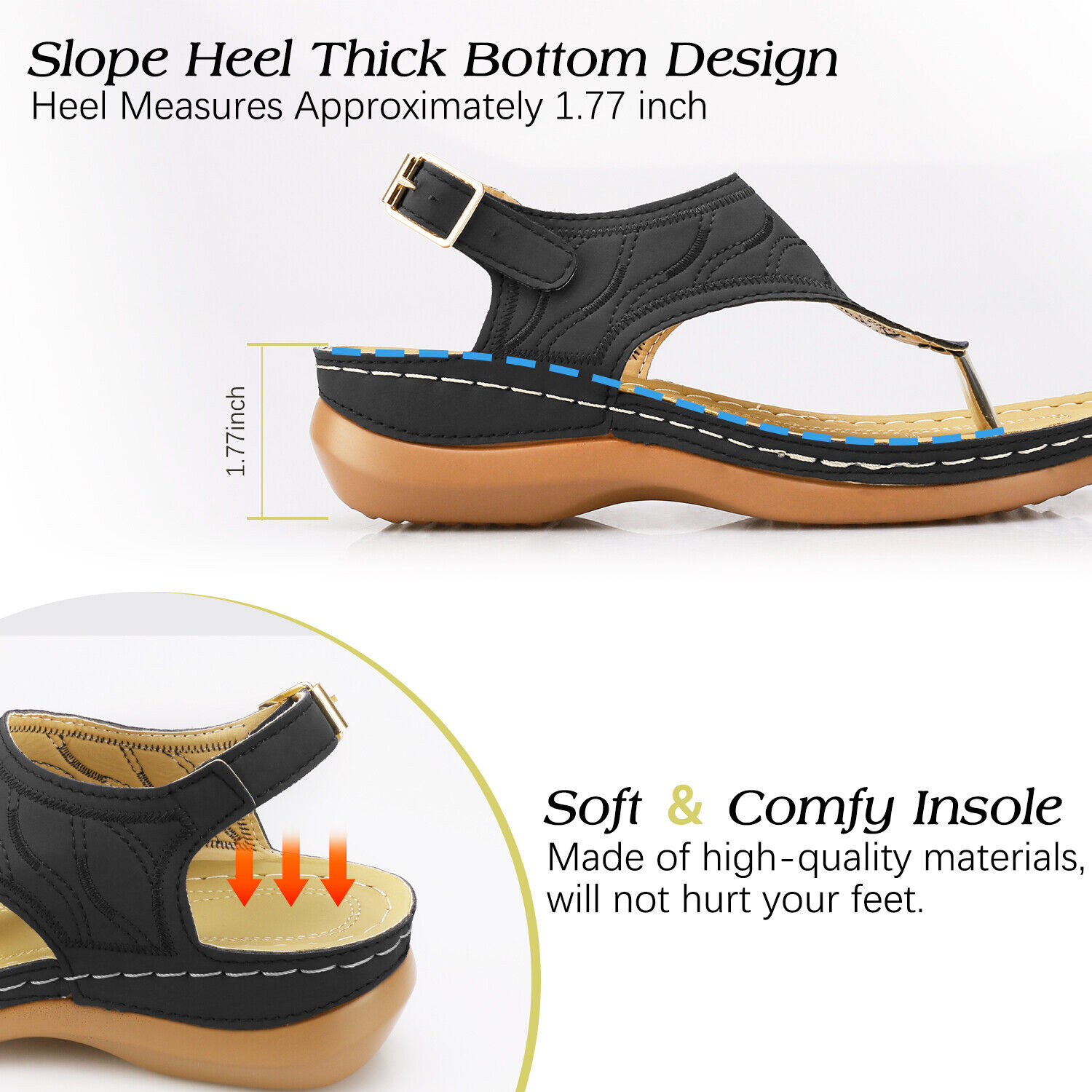 Low-Wedge Women Orthopedic Sandals Casual Flat Shoes Flip Flops Ladies Anti-Slip