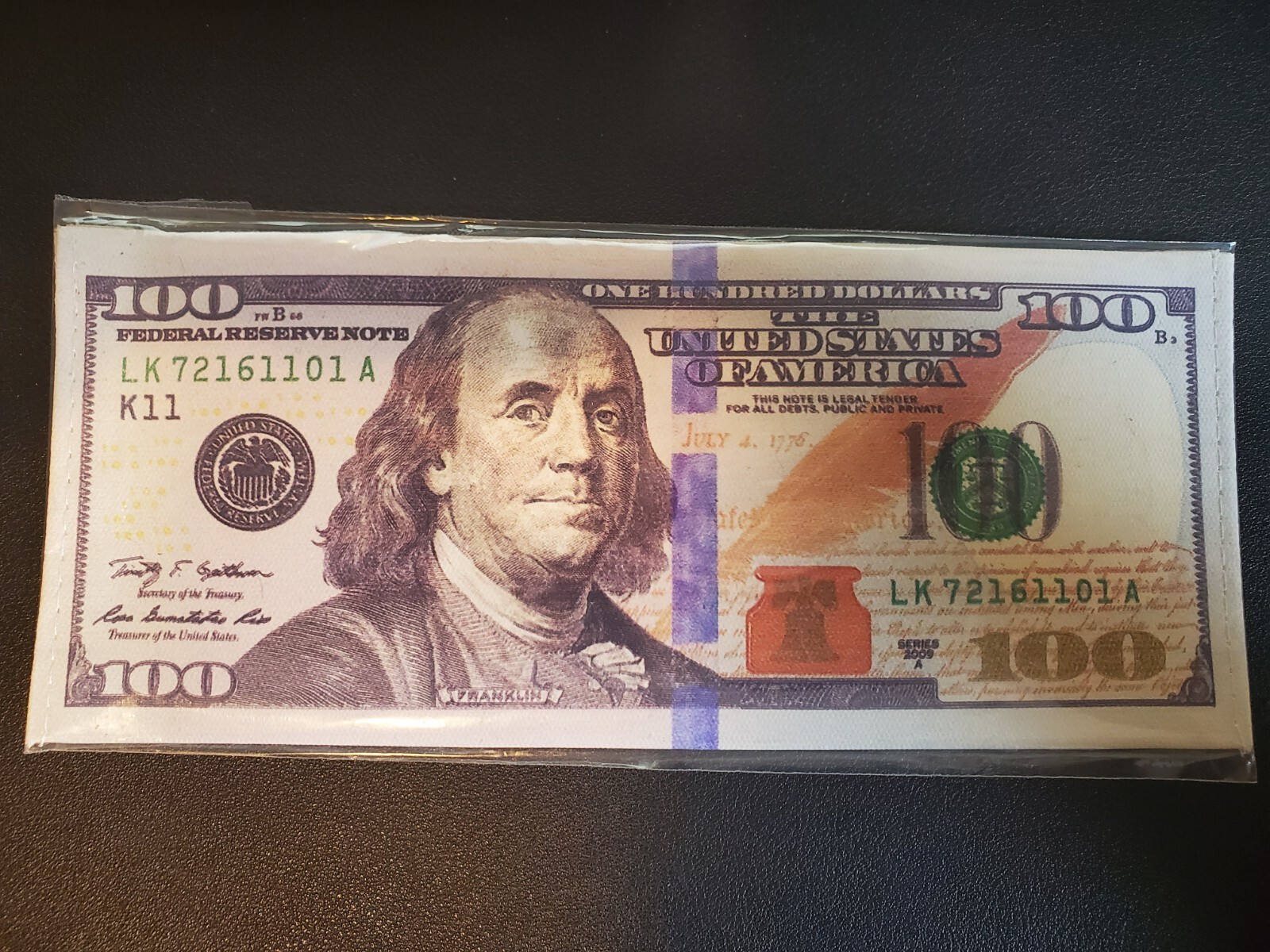 New BENJAMIN FRANKLIN $100 Dollar Bill Leather Wallet Credit Card Photo Holder