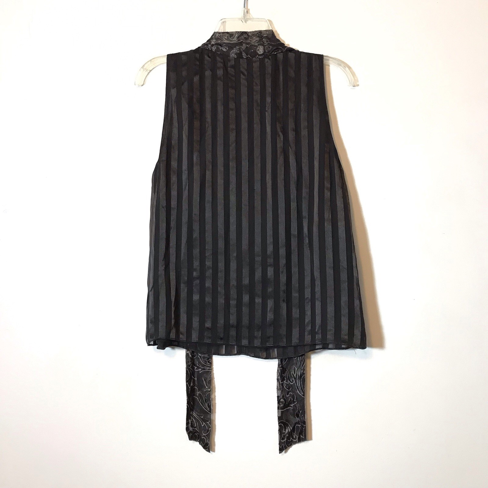 Alice & Olivia Silk Striped Baroque Swirl Neck Tie Flowy Witchy Whimsigoth Top S