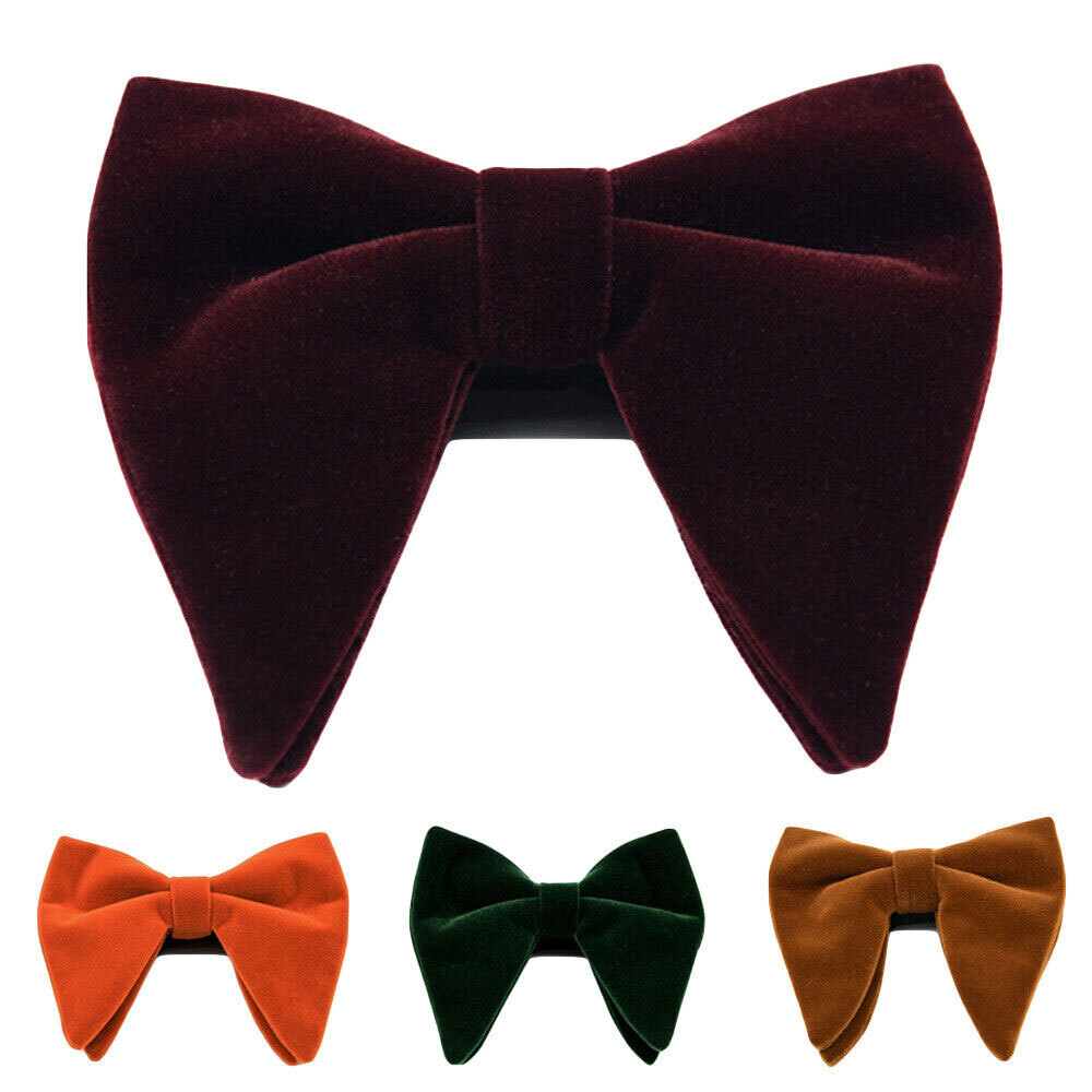 Men Oversize Velvet Bow Tie Big Bowtie Pre-Tied Wedding Party Ties Bowknots