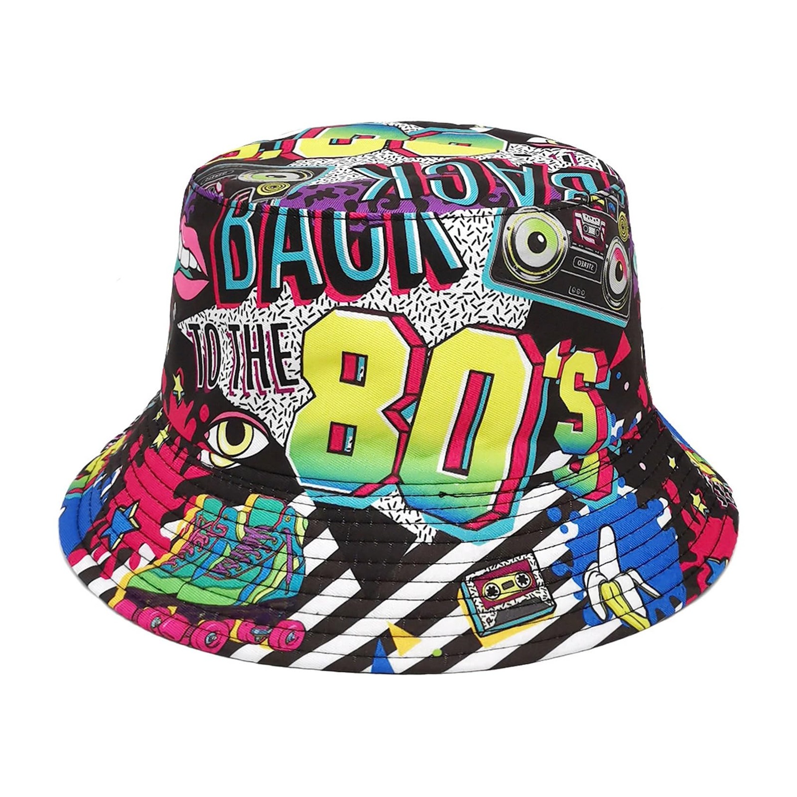 Back to The 80s Neon Retro 1980s Fashion Bucket Hat Fishing Hats Summer Trave…