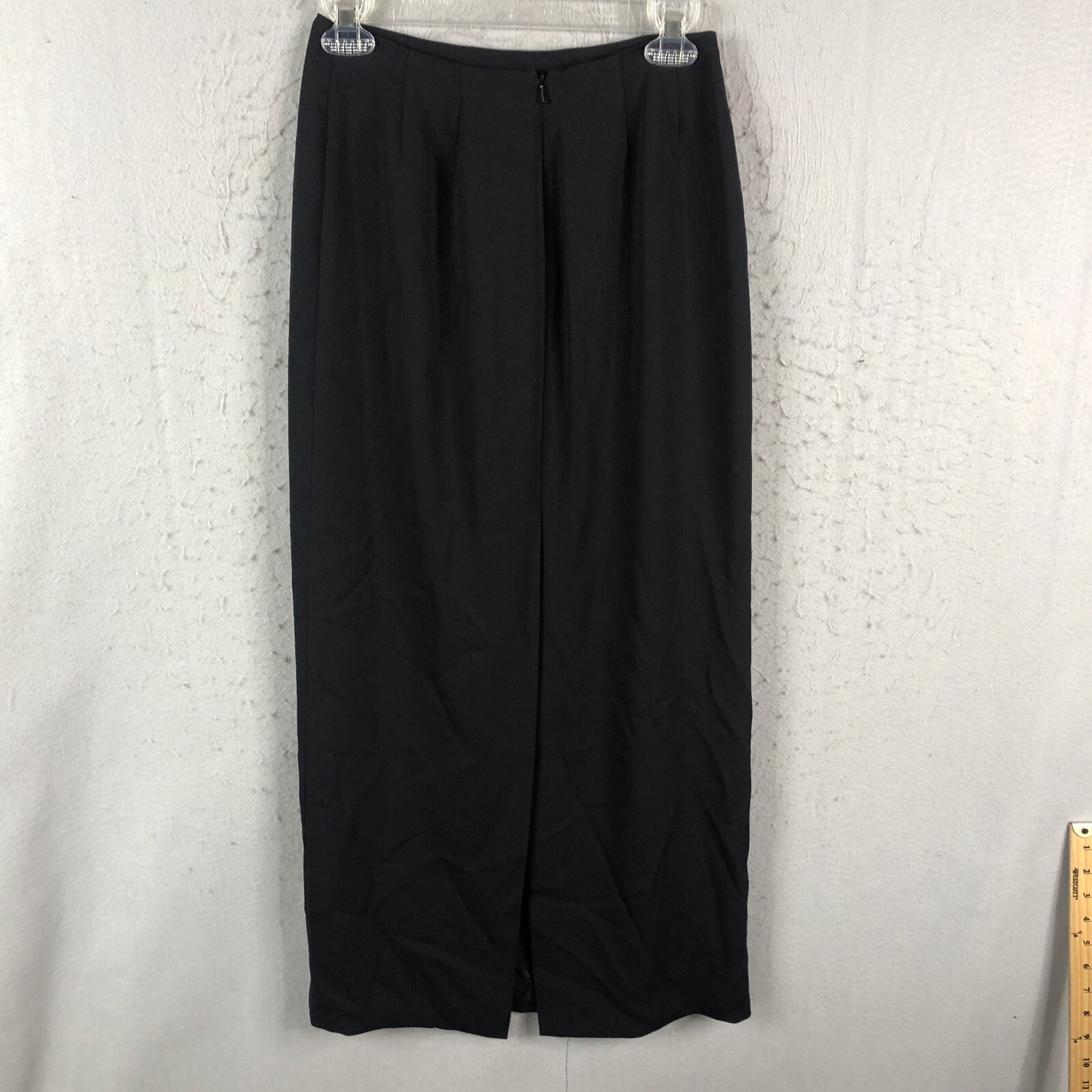 Vintage Yansi Fugel Maxi Skirt Womens 2 Black Old Money Back Slit Formal NEW