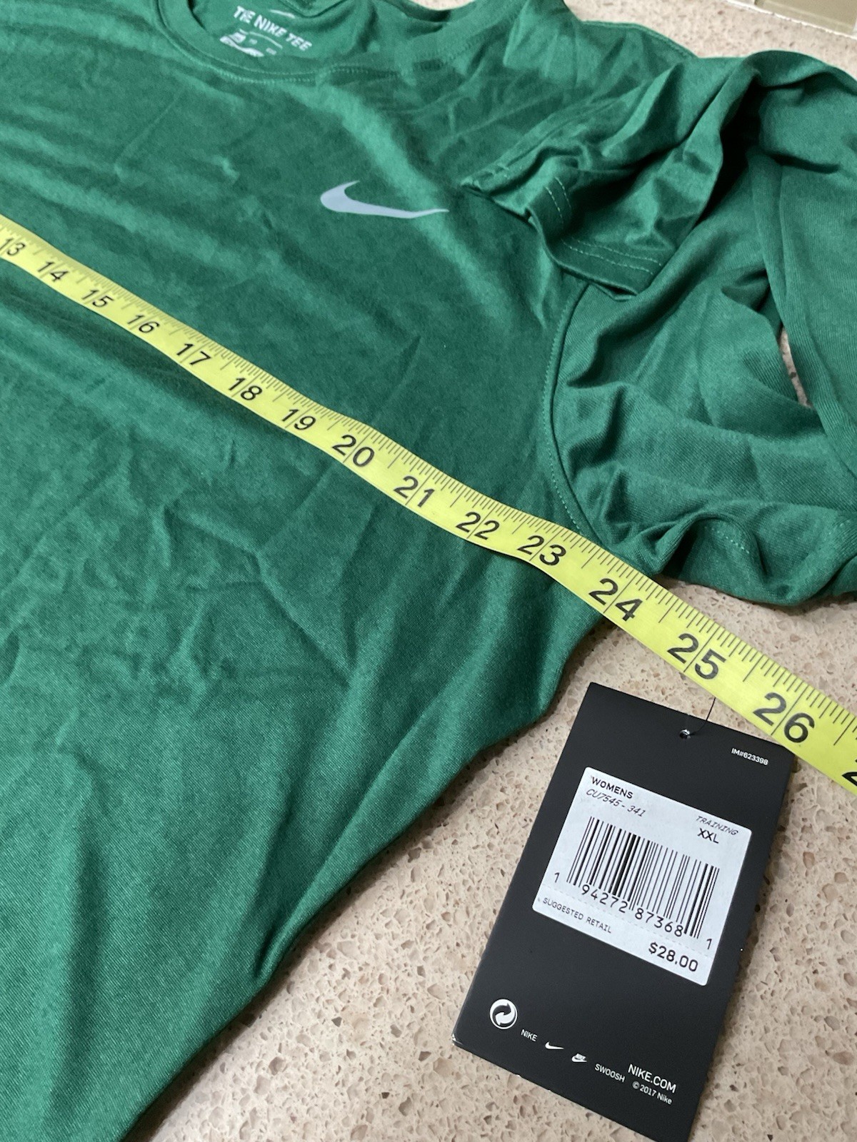 Nike Womens Nike TShirt Green Dri Fit Long Sleeve Sz XXL 48×28” New