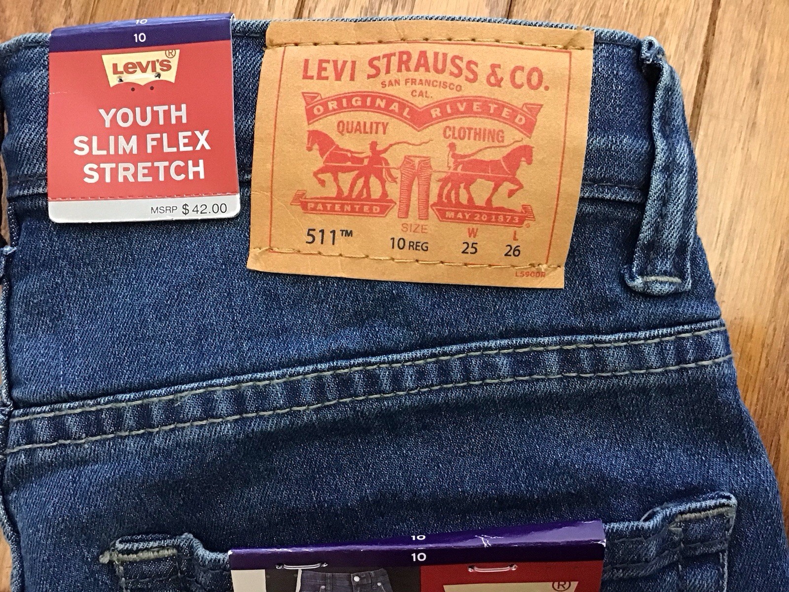 Levi’s Youth Boy Sz 10 Slim Flex Stretch Adjust Waist Straight Denim Jean (M1-12