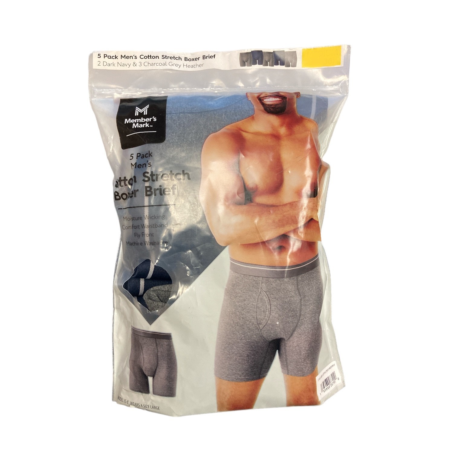 Members Mark Men’s 5 Pack Cotton Stretch Comfort Waistband Boxer Brief
