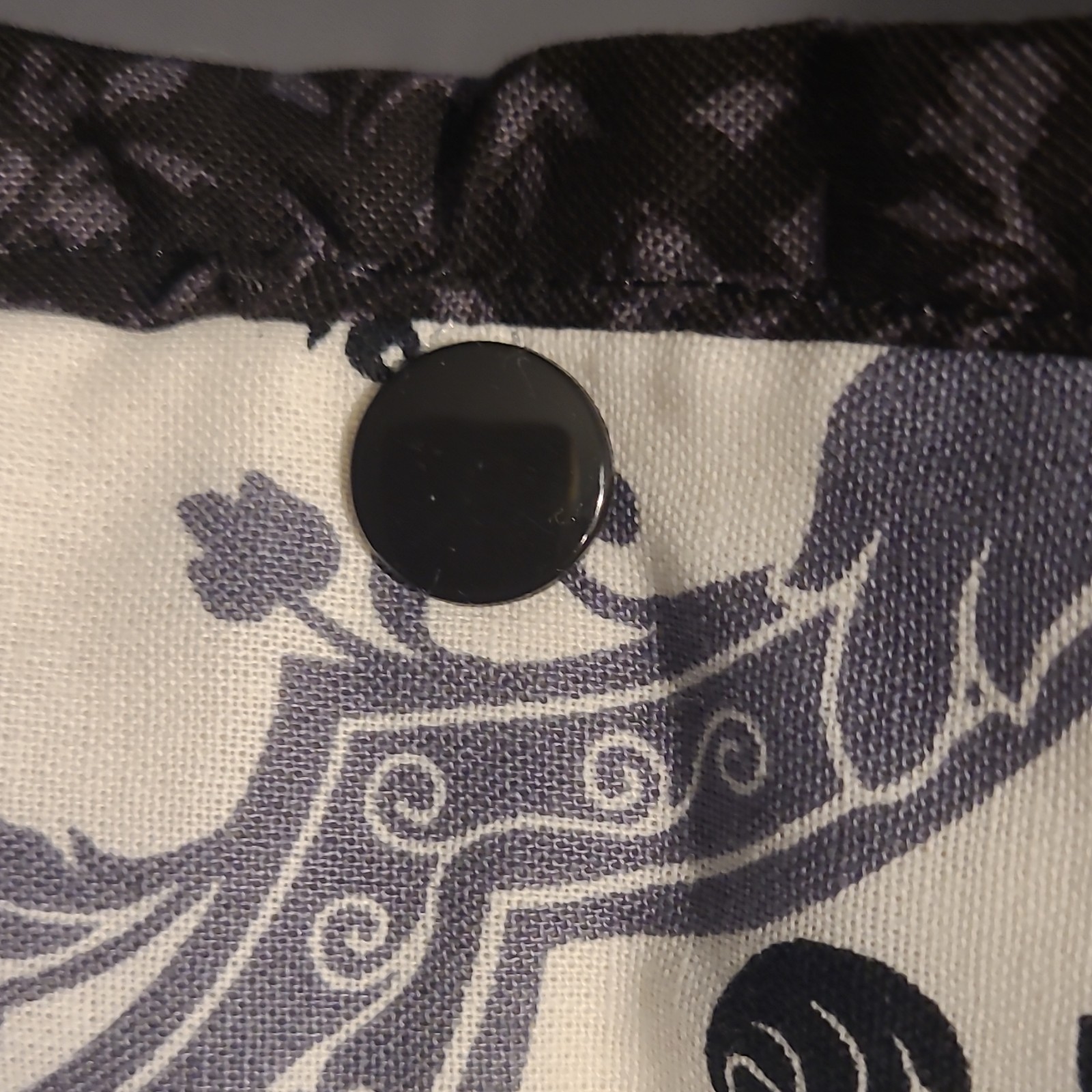 Black White Gray Floral Tote Bag, Snap Closure, Lined, Inner Pockets, Women