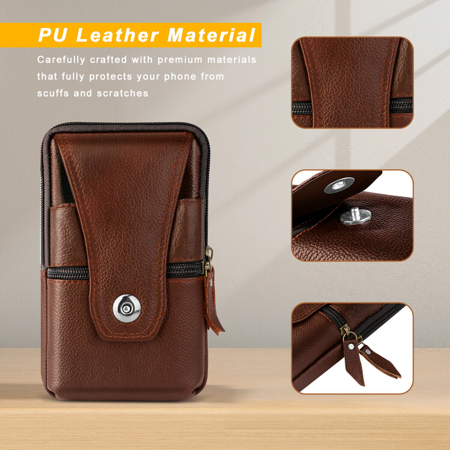 Cell Phone Waist Belt Holster Loop Pack Bag PU Leather Pouch Wallet Case​ Cover