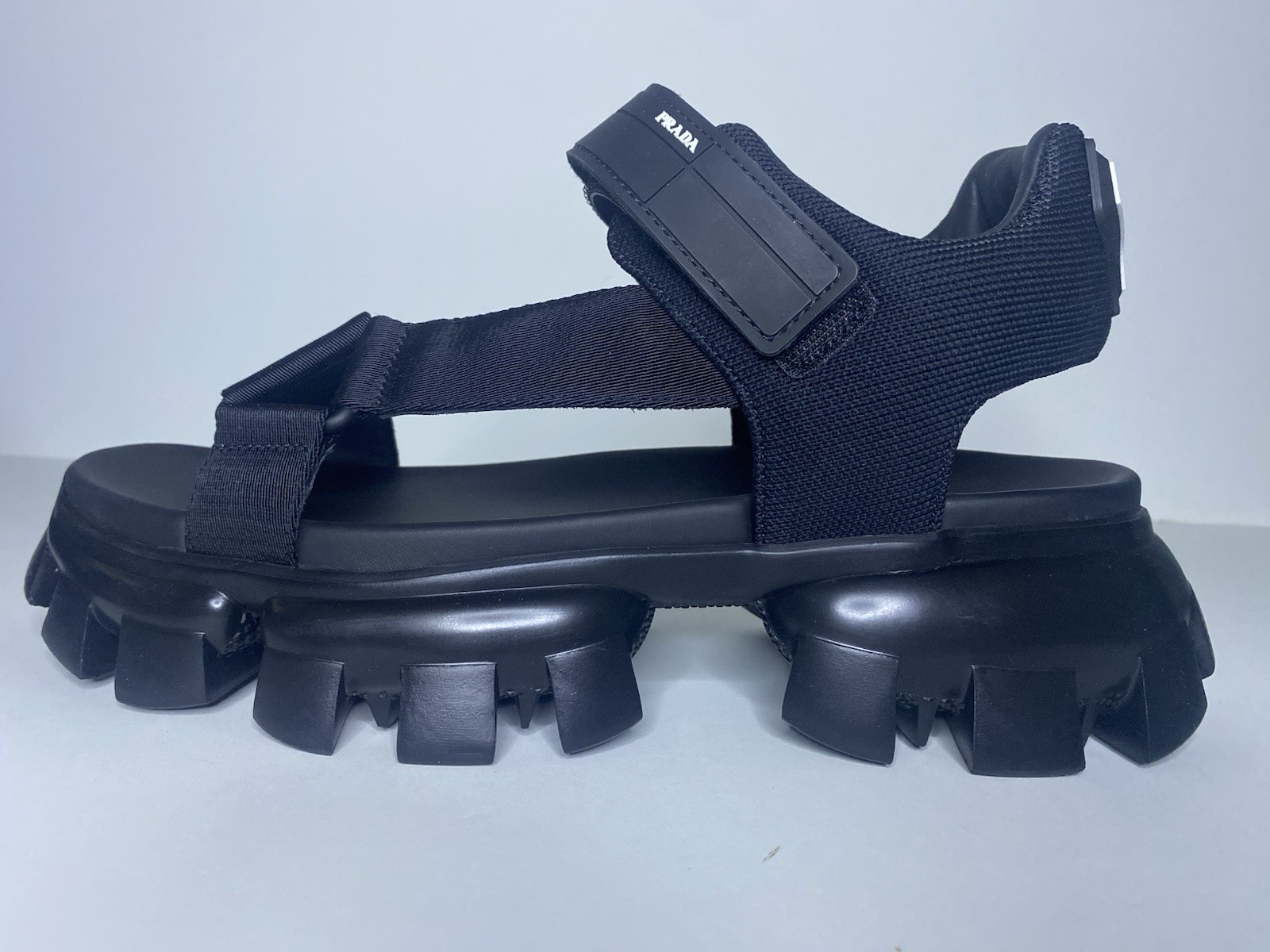 Men’s Size 10 US (9 UK) PRADA Lug-Sole Sport Sandals New In Box Black
