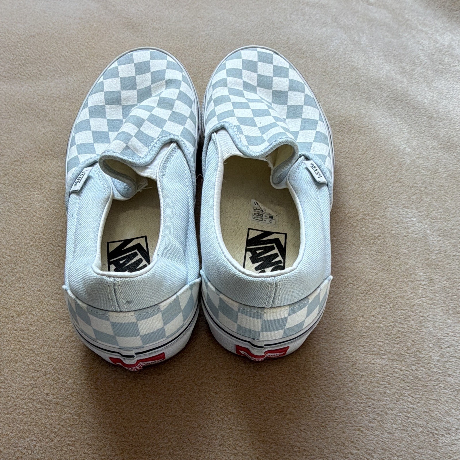 VANS Classic Slip-On Men’s Light Blue/White Checkerboard Canvas Size 8.5