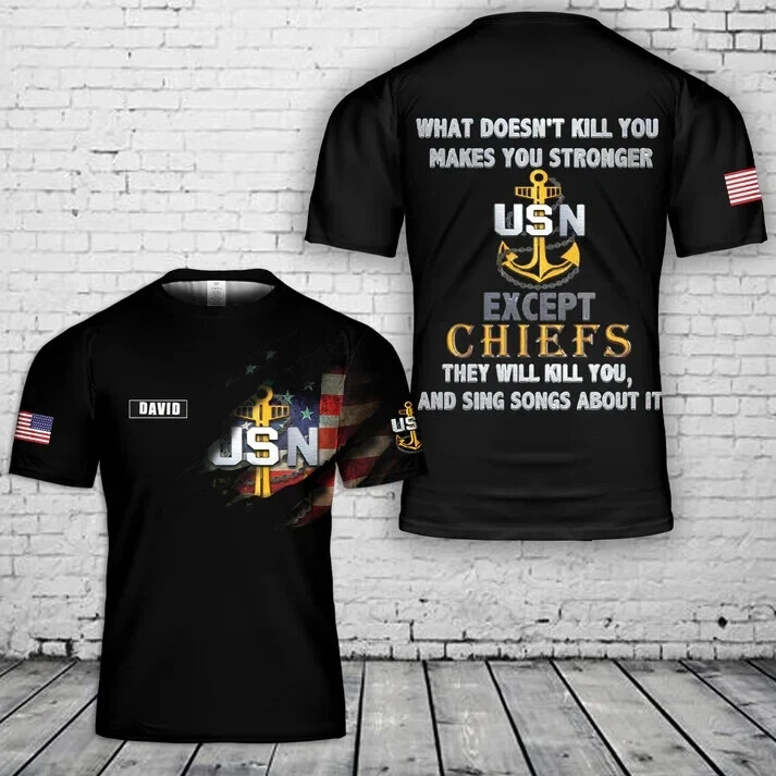 Custom Name US Navy Chief AOP Shirt Gift 3D Full Print T-shirt Full Size S-5XL