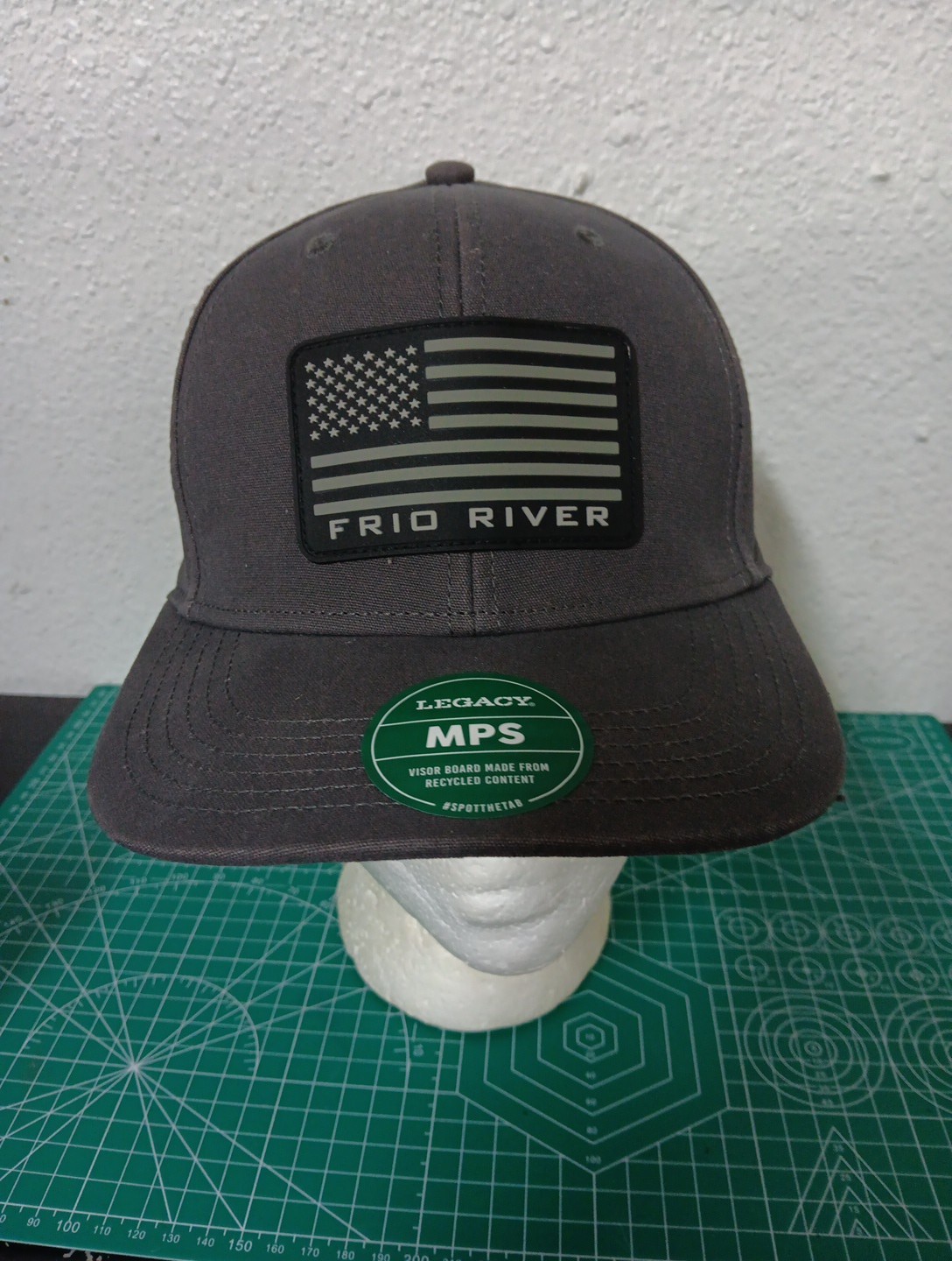 LEGACY FRIO RIVER TX. USA Flag Trucker Lo-Pro SnapBack CAP Hat With tag GRAY