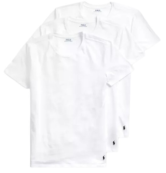 3 POLO RALPH LAUREN MENS COTTON WHITE CREW T-SHIRTS UNDERSHIRTS S M L XL XXL NWT