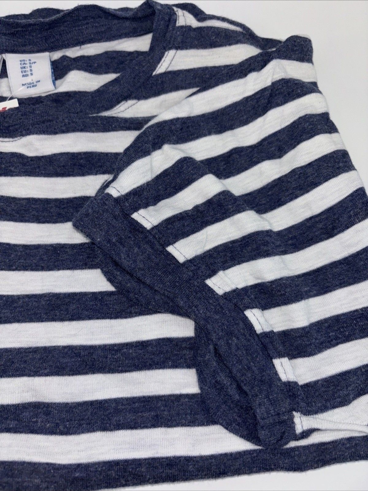 Antibes Blank Women’s Blue White Stripe Top Blouse Shirt Cozy Size Small