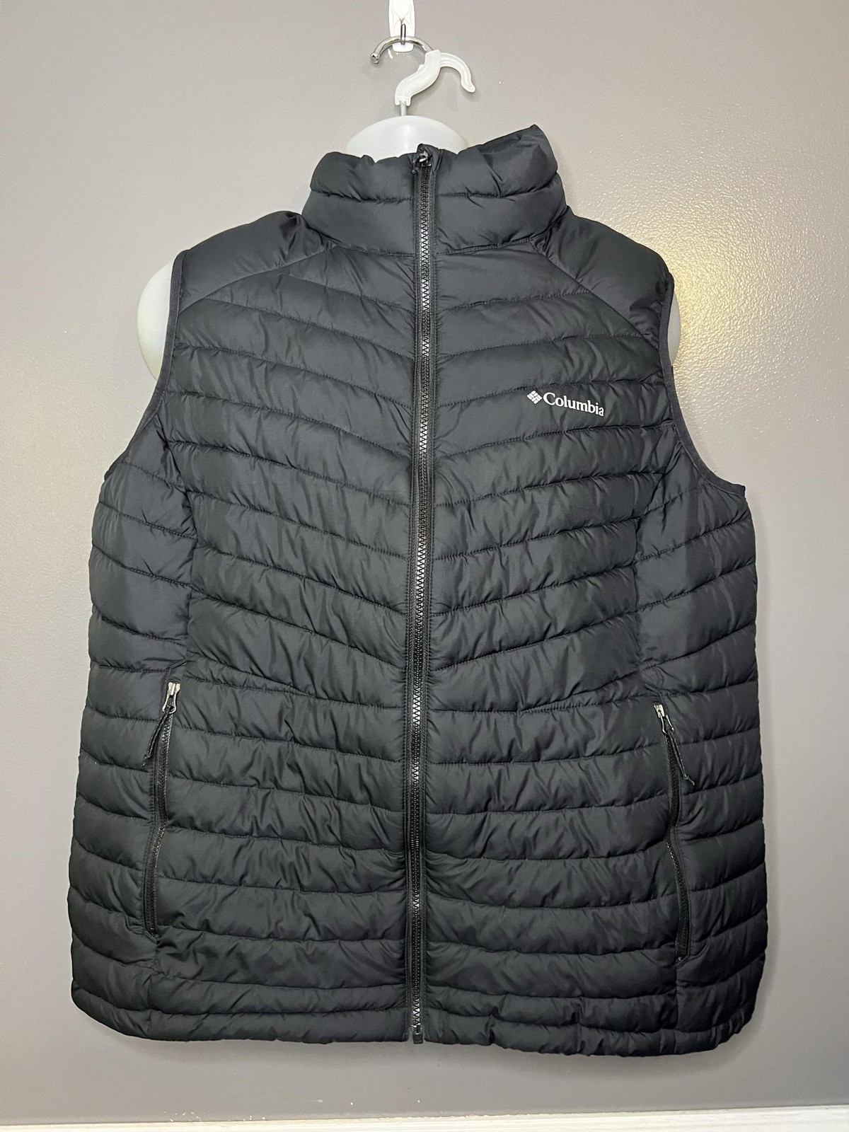 Columbia Vest Mens 2XL Black Omni-Heat Puffer Insulated Zip Pockets Lightweight