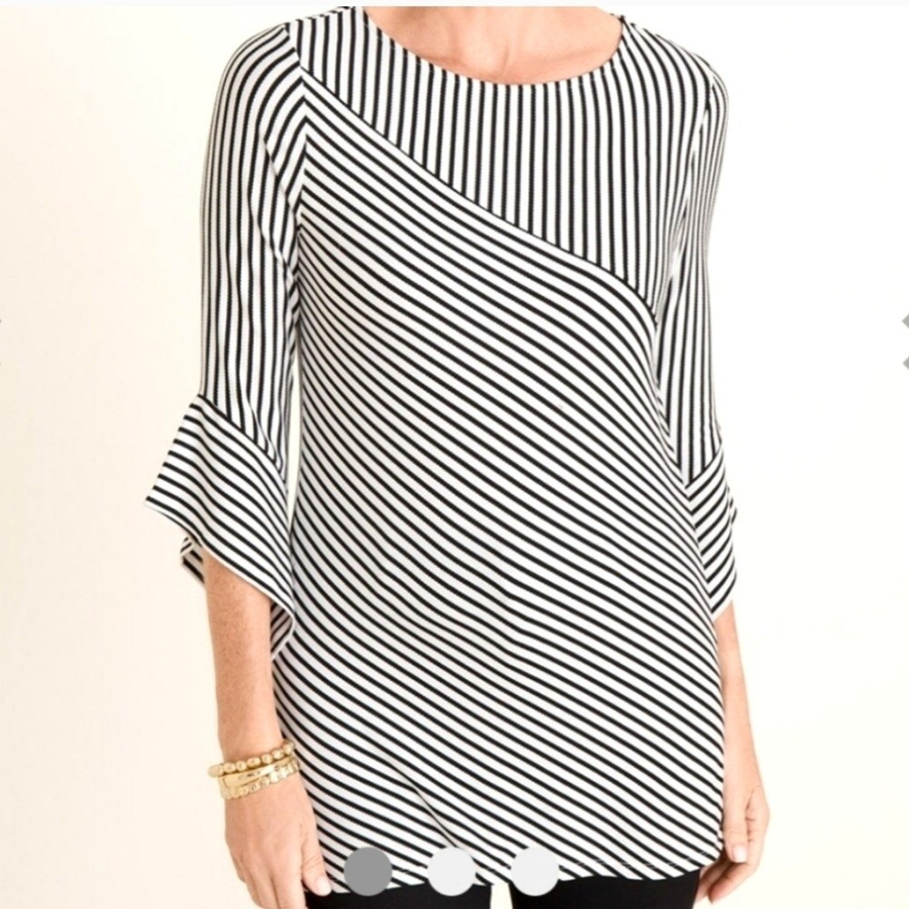 Chico’s Black and White Striped Tunic