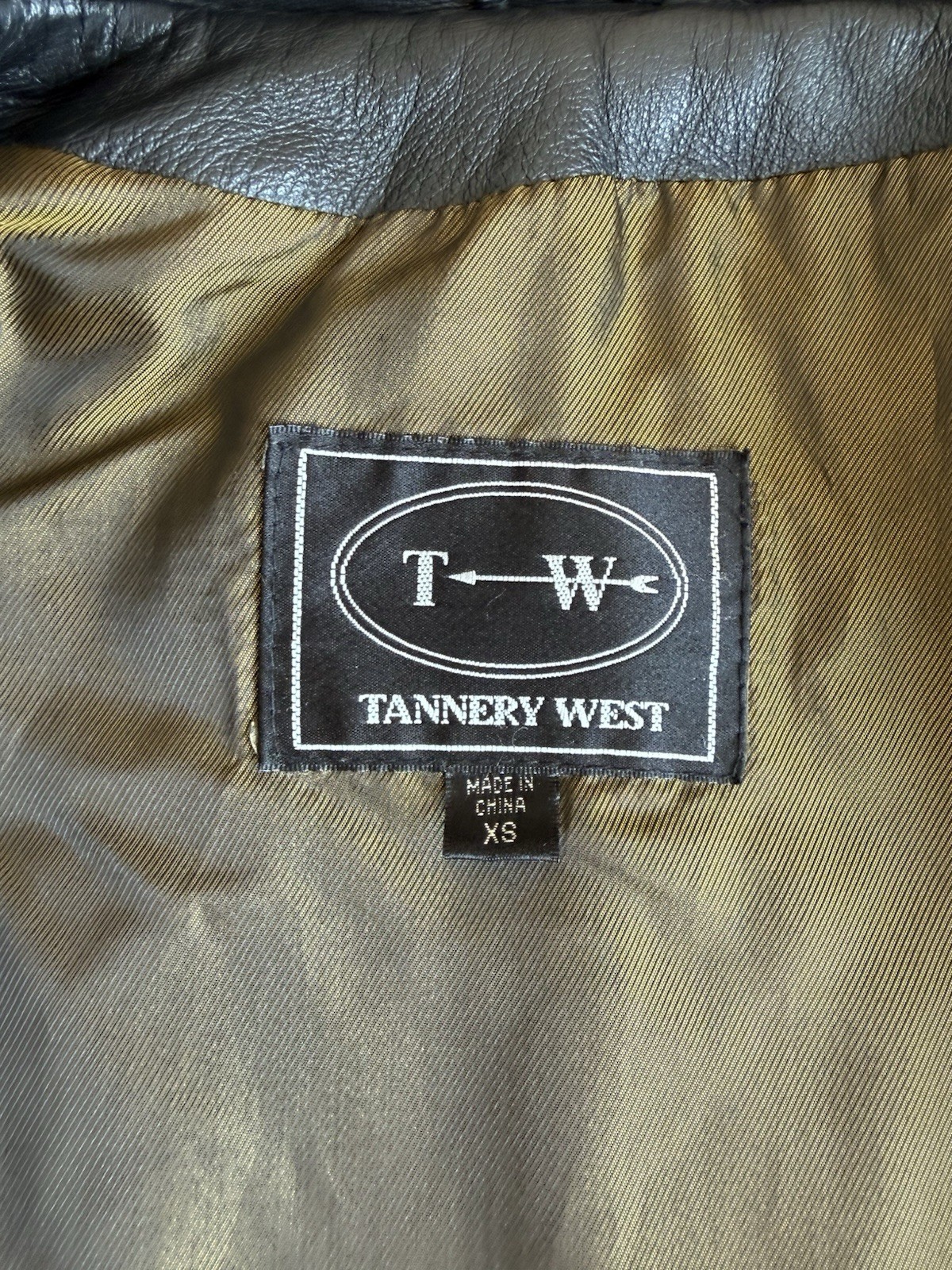 Vintage Tannery West Womens Black Leather Jacket Belt Size XS Biker Moto