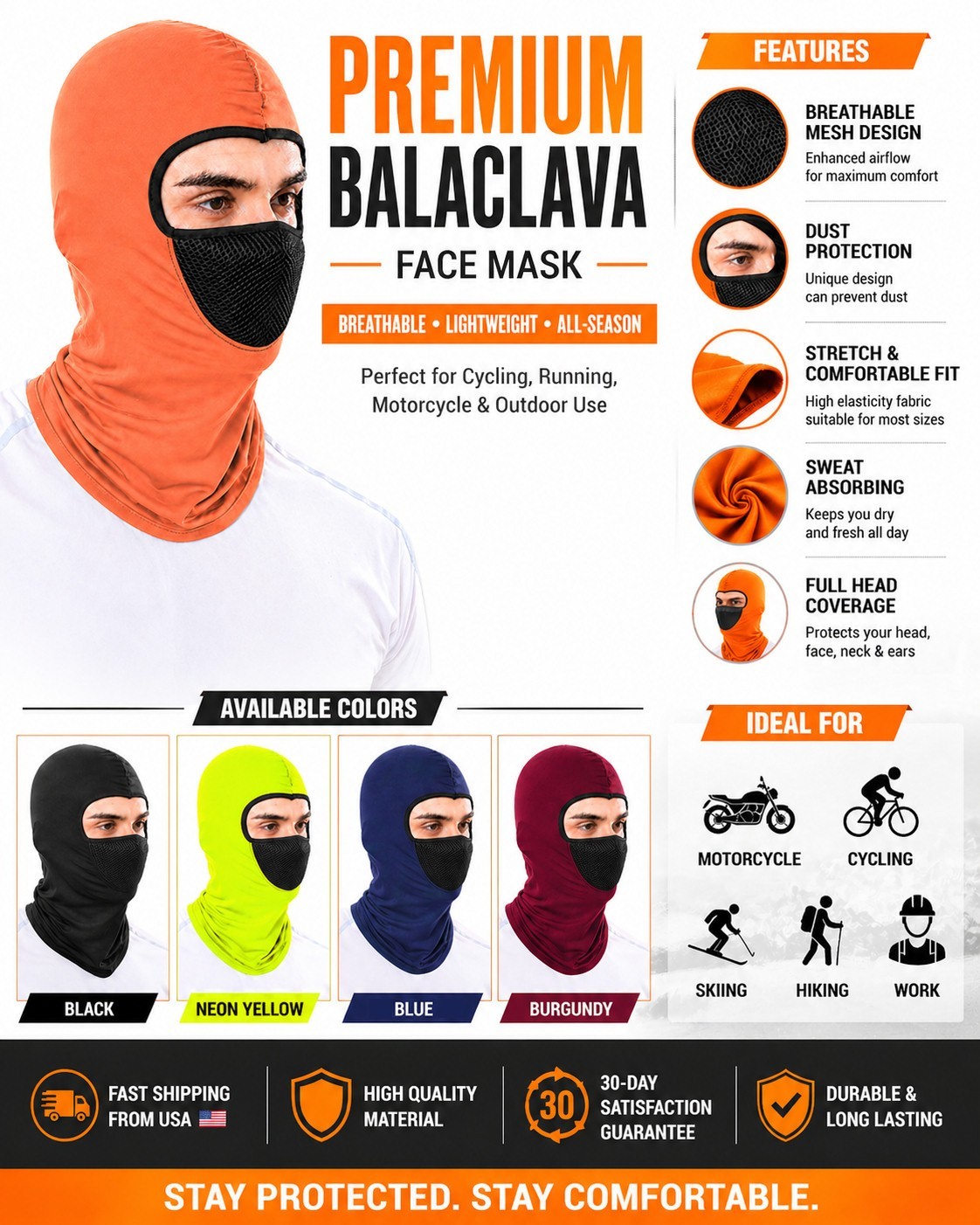 Unisex Balaclava Face Mask Mouth Guard Mask Outdoor Sport Sun Protection