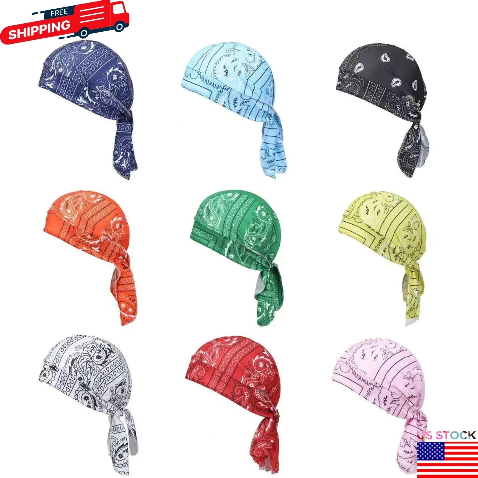 Elastic Motorcycle Wrap Biker Du Bandana Paisley Doo Rag Head Skull Cap
