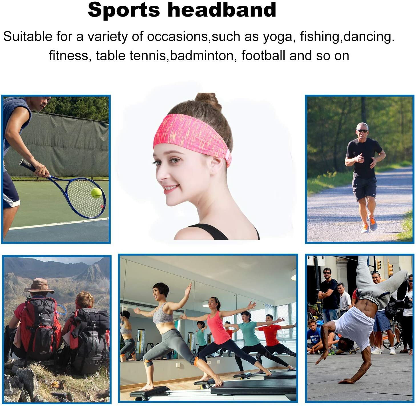 Workout Headbands for Women Men Sweatband Yoga Wide Headband Sports Sweat Bands