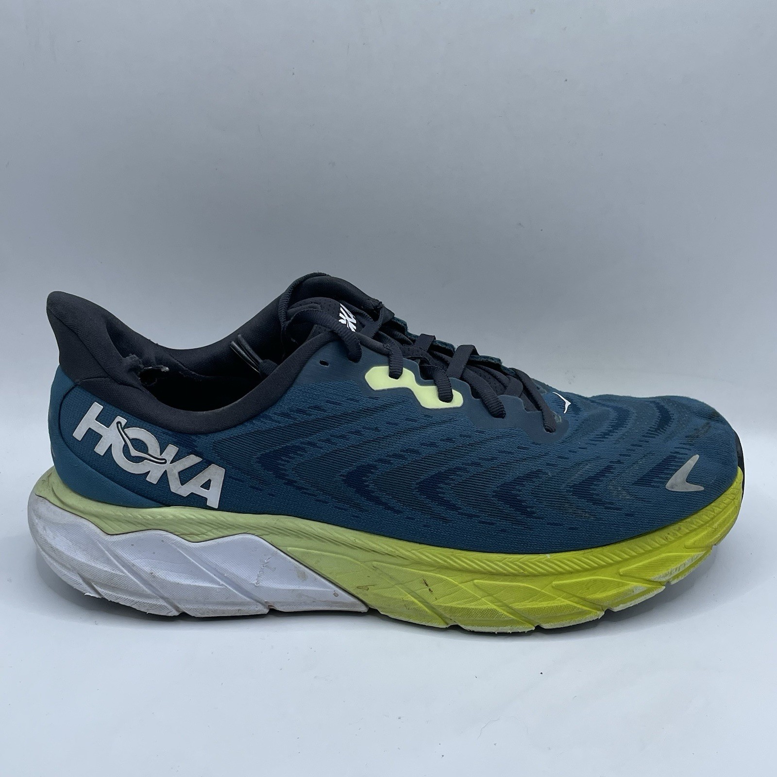 HOKA Arahi 6 Wide Men’s Low Top Lace-Up Running Sneakers Blue Green Sz 11 2E