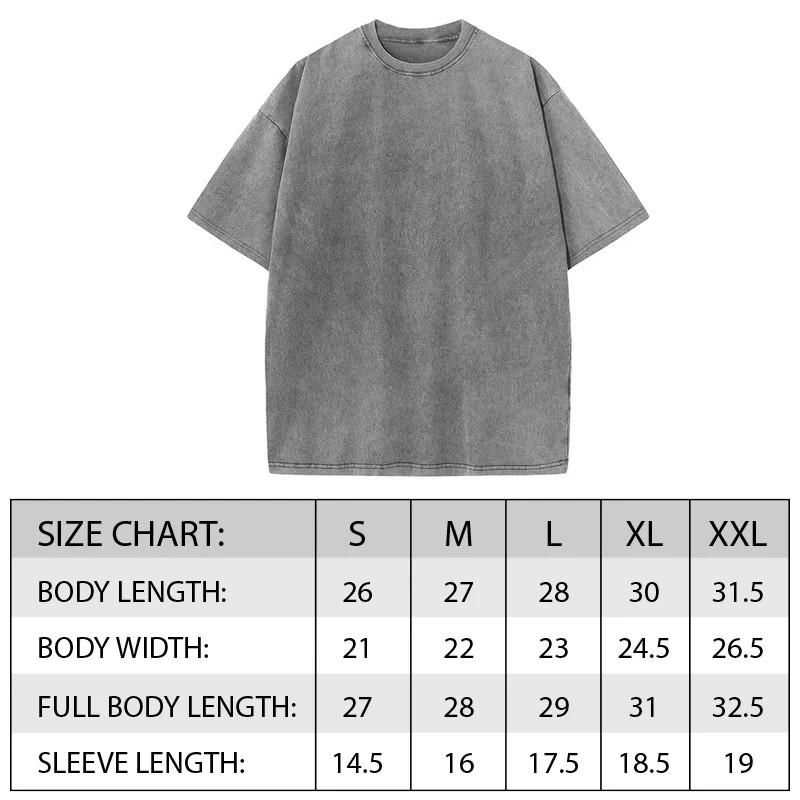Men’s Oversized Vintage Acid Wash T-Shirt 100% Cotton Loose Fit Streetwear Tee