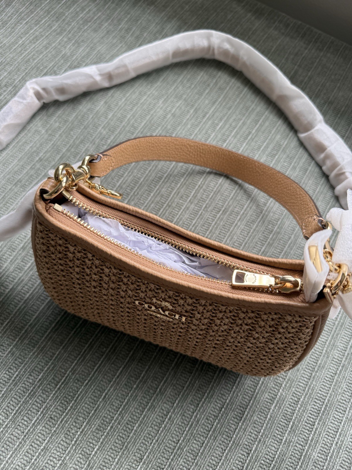 Coach Teri Mini Crossbody Bag in IM/Toast | Coach Straw Bag