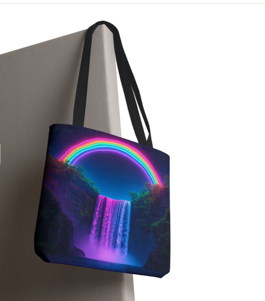 Tote Bag AOP Neon Rainbow And Waterfall