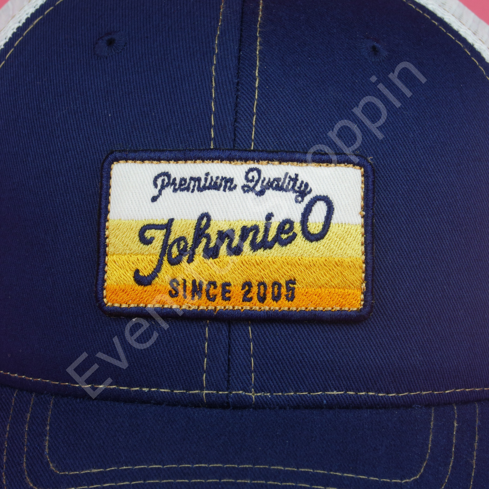 Johnnie-O Mesh Trucker Hat Mens Blue Snapback Patch Logo Wave New