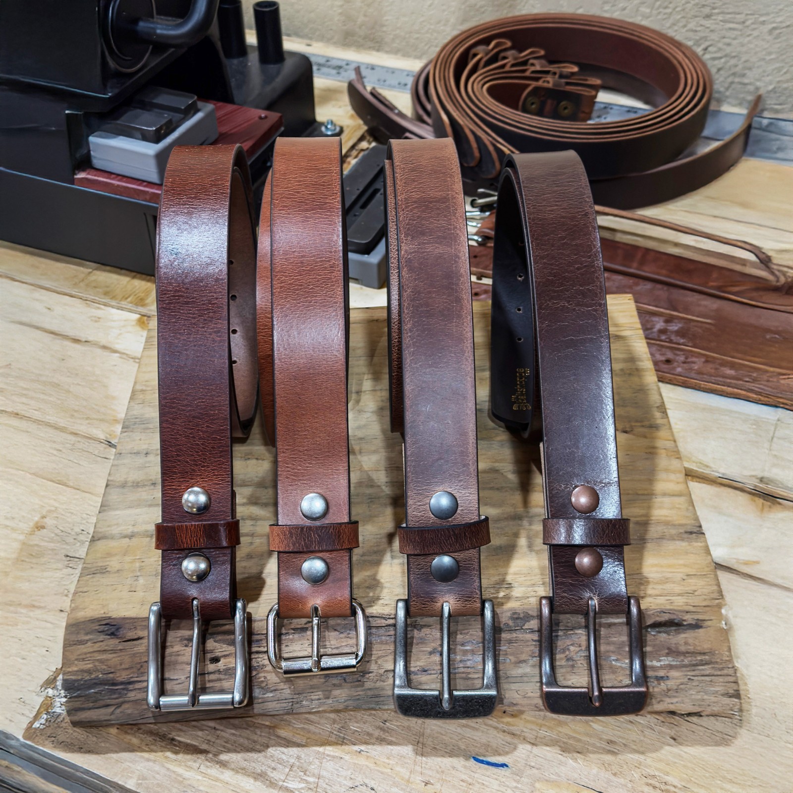 Men’s Full Grain Buffalo Leather Belt – Handmade USA, Casual Work, 1.5″ Wide