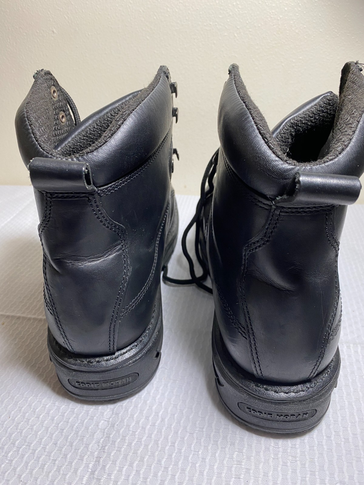 Eddie Moran Work Boots Black Mens Size 14M Chevron Orange Sole Slip Resistant