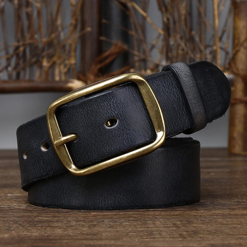 3.8CM Thick Cowhide Genuine Leather Belt Jeans Belt for Men Retro Strap Cintos