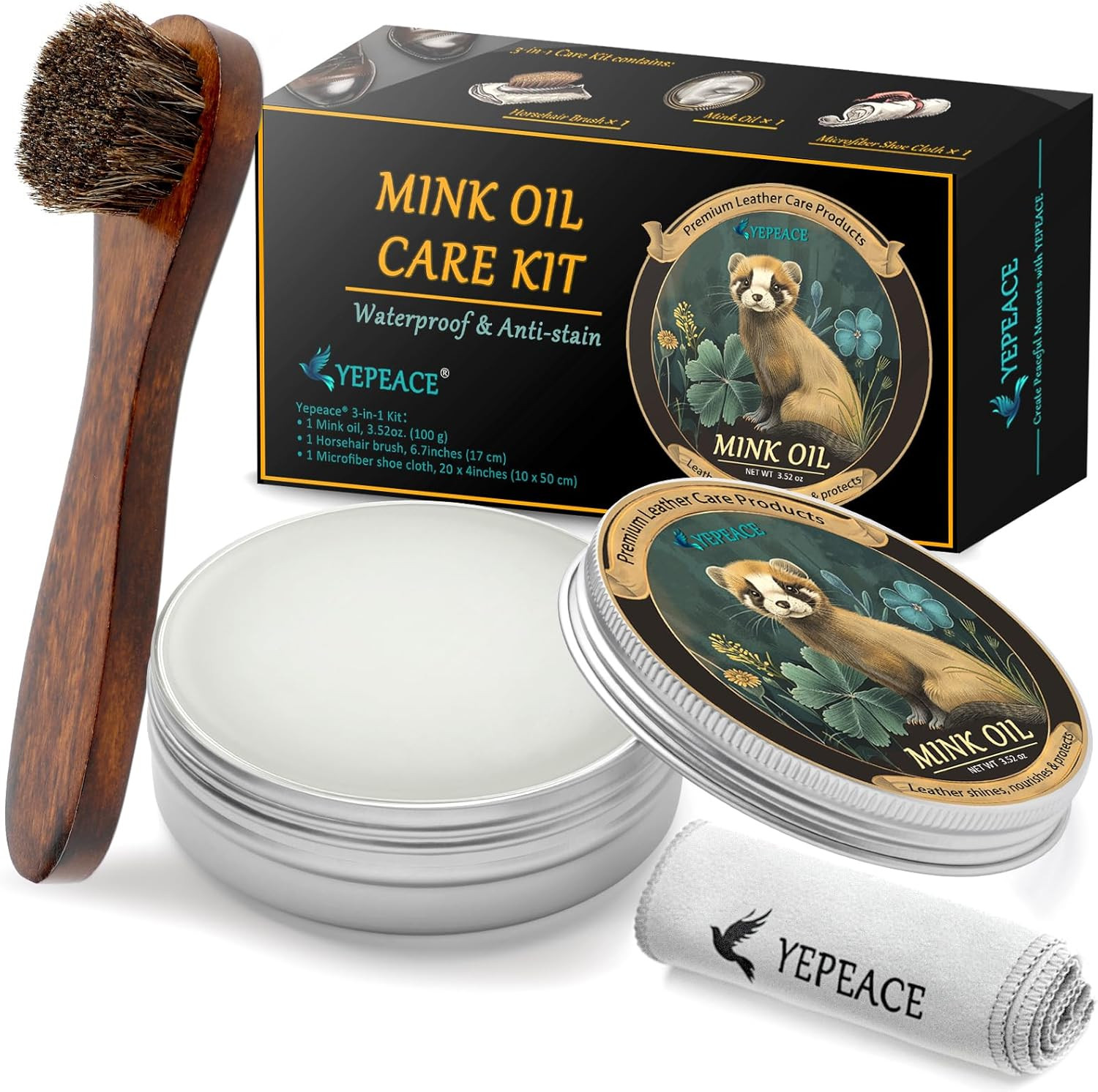 3 PCS Mink Oil for Leather Boots Cleaner and Conditioner 3.53oz