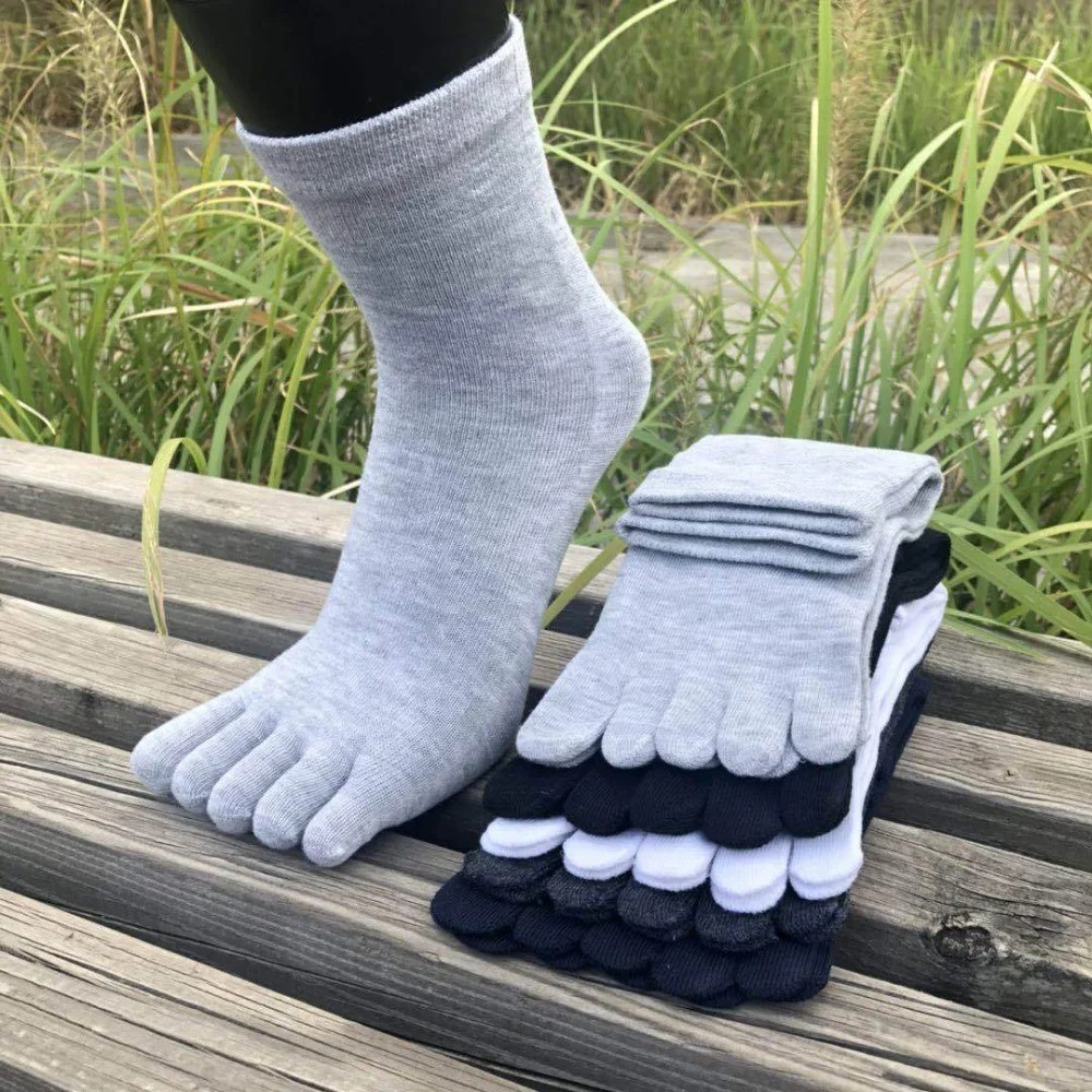 5 Pairs Men’s Toe Socks Cotton Five Finger Breathable Sports Casual Dress Socks