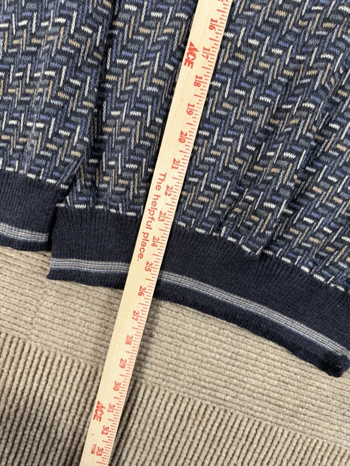 Vintage Florence Tricot Mens Sz L Sweater Multicolor Geometric Grandpa 80s 90s