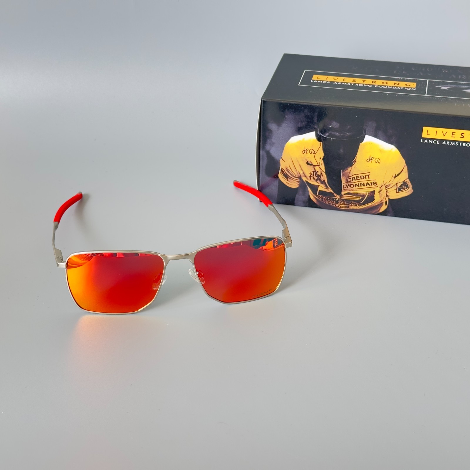 Oakley Ejector OO4142 Polarized Sunglasses Silver Frame Ruby Polarized lenses