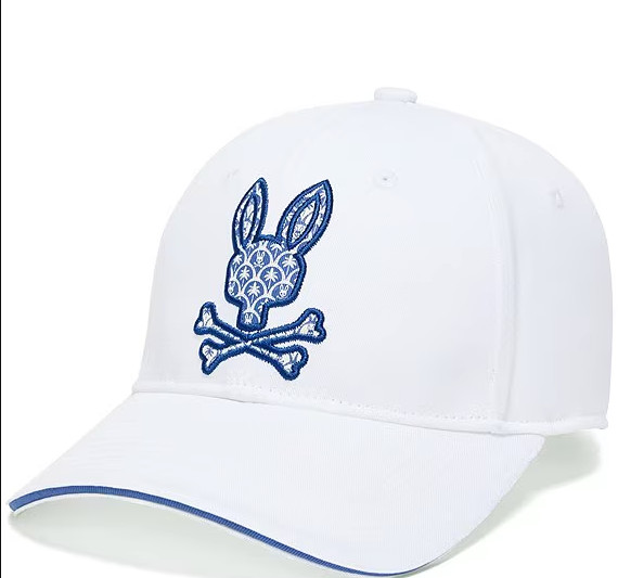 *NEW* Men Psycho Bunny Brad Embroidered Logo Baseball Cap WHITE (MO1500102 100)