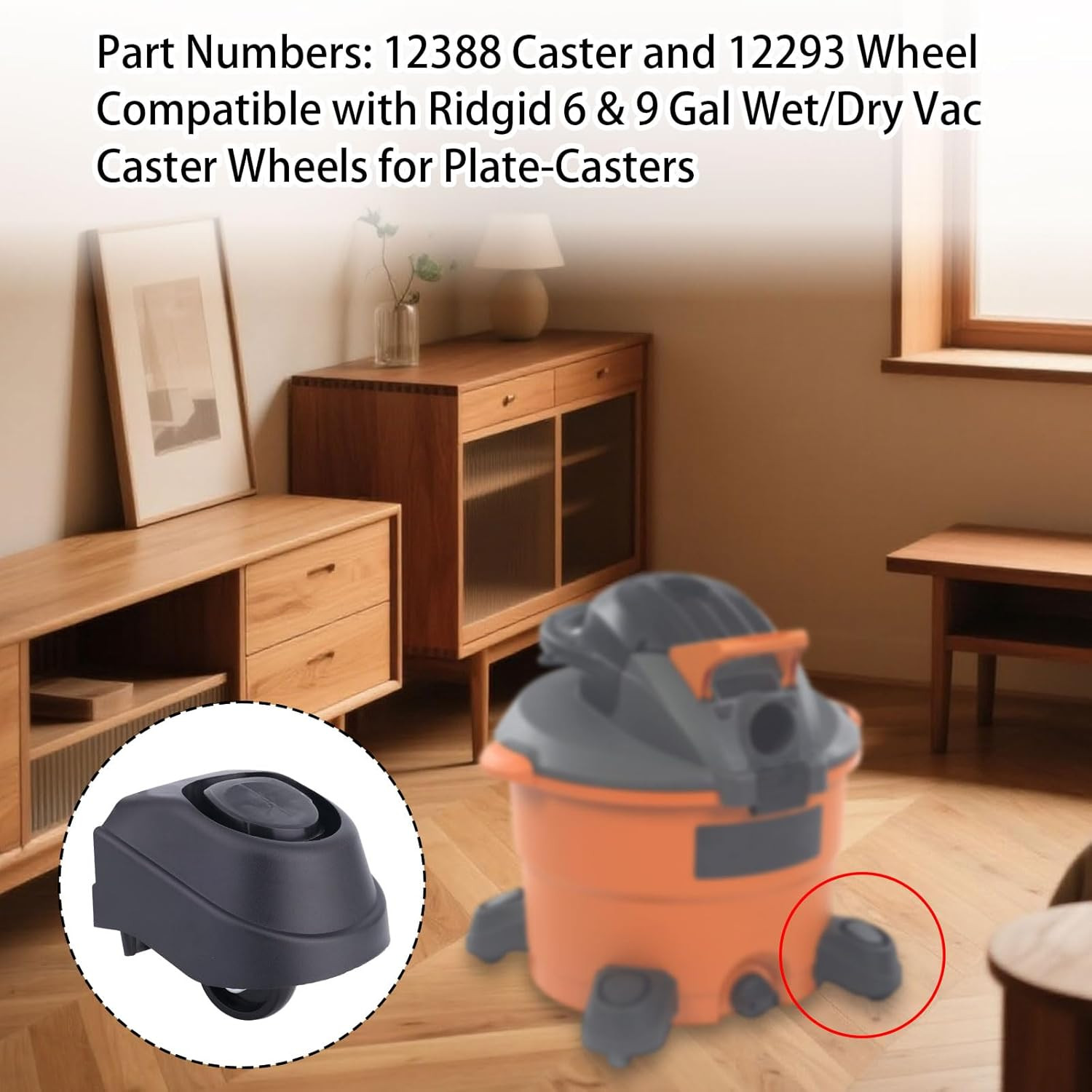 Caster Wheel Kit for Ridgid 6 & 16 Gallon Wet/Dry Vacuum Replacement Parts