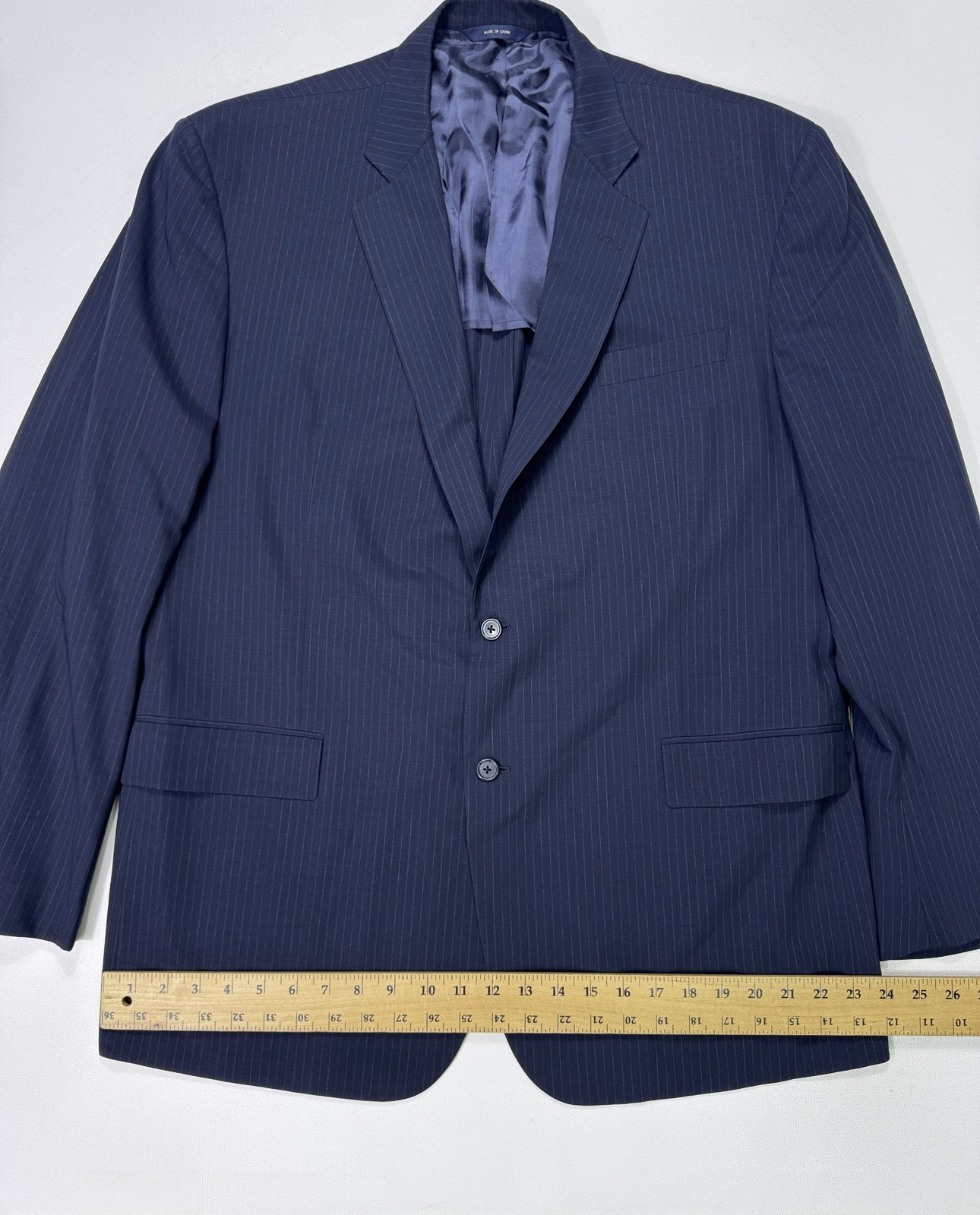 Brooks Brothers Madison BrooksCool Full Canvas Navy Pin Stripe Suit 48L 40×28