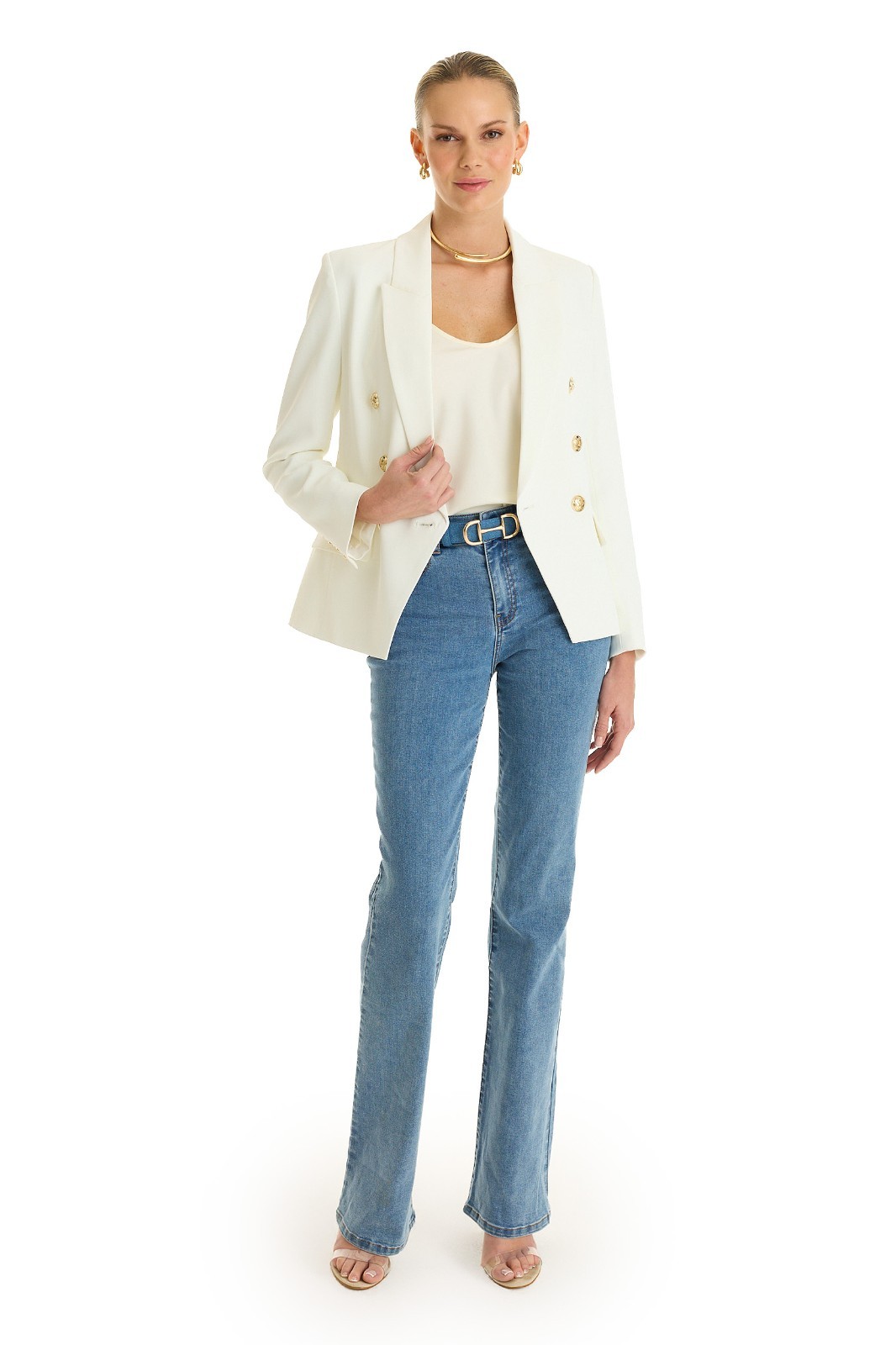 Sasha Double Breasted Blazer White THE NOLI SHOP