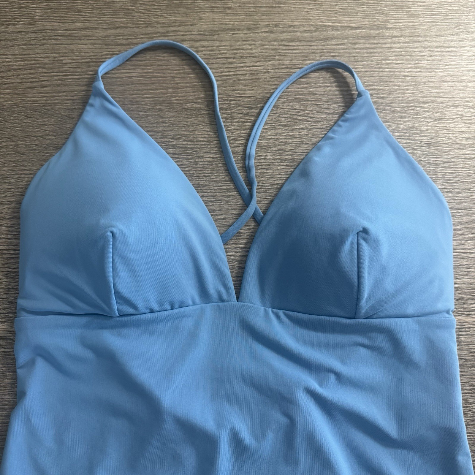 CALIA Swim Women’s One Piece Triangle Strappy Back Size 14 Tranquil Blue NWOT