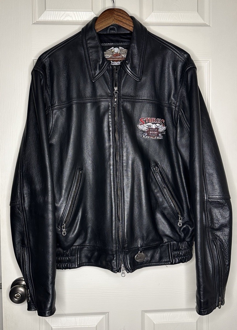 Harley-Davidson Sturgis Men’s Leather Motorcycle Jacket Large, VTG Y2K
