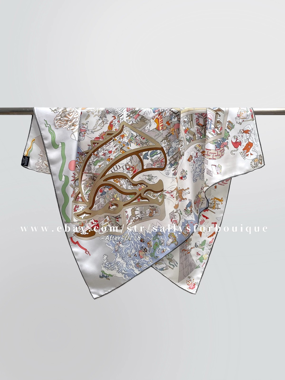 Sallys Heavy 18 Momme Twill Silk Wrap Scarf Horse Print Double Face Shawl 35″