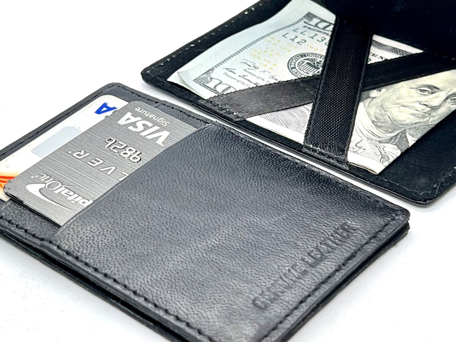 Genuine Leather Magic Wallet Money Cards Holder Fun Novelty Gift for Men Kids